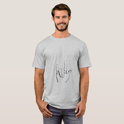 ILYハンドシェイプ - 黒プリント Tシャツ (正面フル)