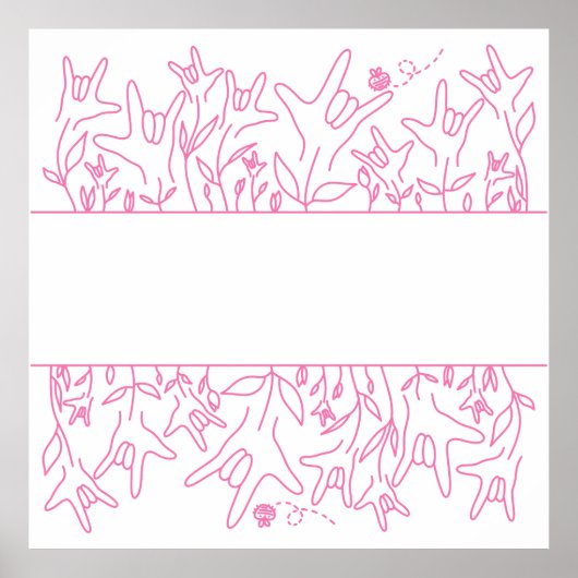 ILY開花-名前をカスタムするASLデザイン ポスター (正面)