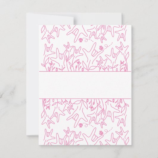 ILY開花-名前をカスタムするASLデザイン 出欠カード (正面)