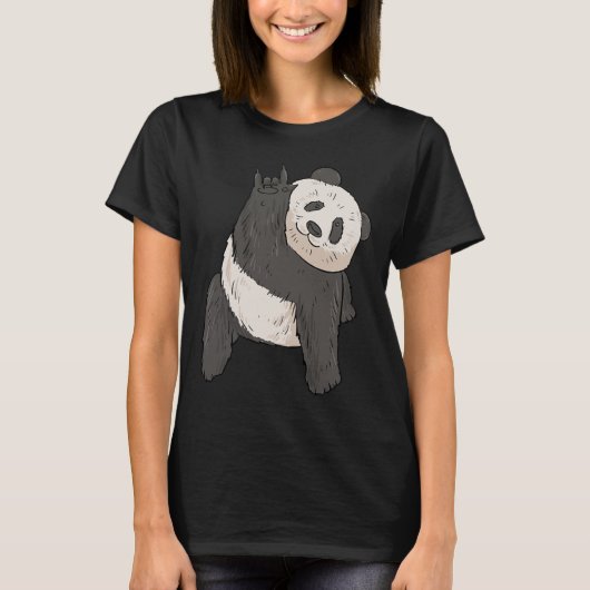 Ily パンダ 手話 難聴 啓発 tシャツ (正面)