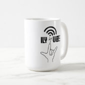 ILY ヴァイブス - 手話デザイン コーヒーマグカップ (正面右)