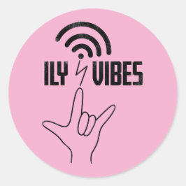 ILY ヴァイブス - 手話デザイン ラウンドシール