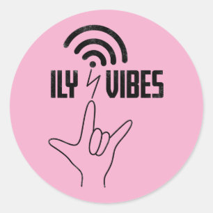 ILY ヴァイブス - 手話デザイン ラウンドシール