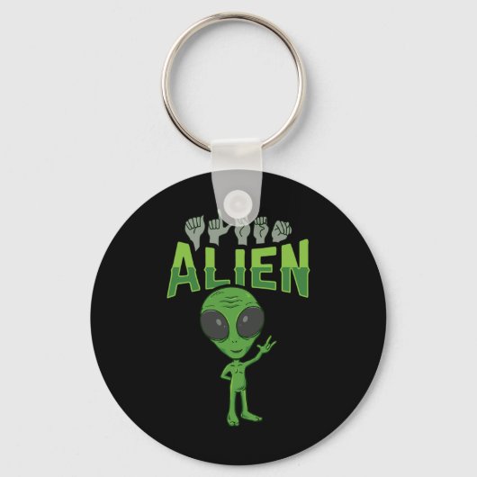 Ily Alien Asl Hand Gesture Deaf Hearing Loss Aware キーホルダー (正面)