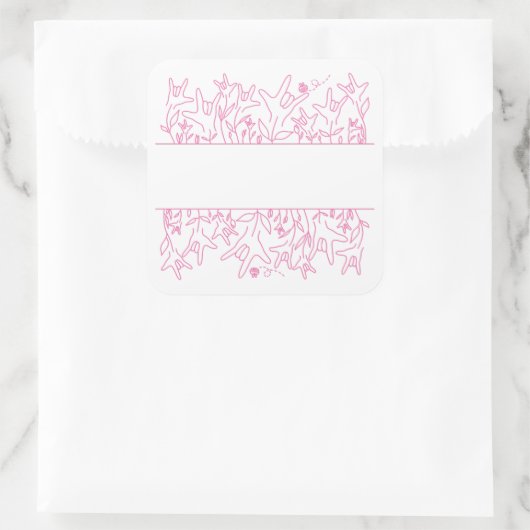 ILY Bloom - Custom Name ASL Design スクエアシール (バッグ)