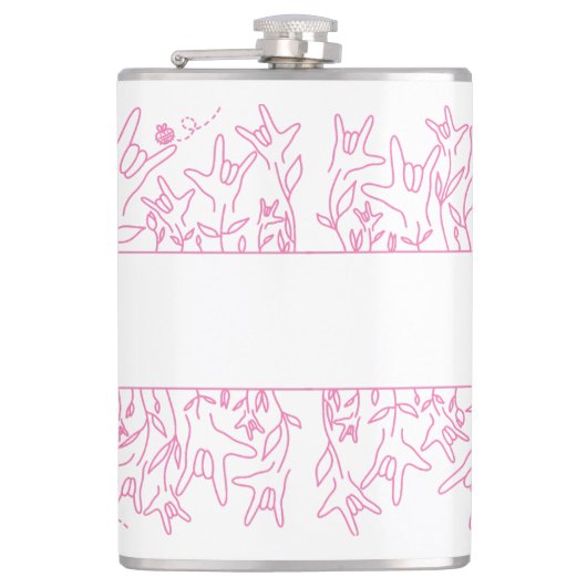 ILY Bloom - Custom Name ASL Design フラスク (正面)