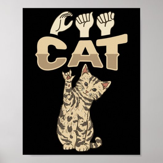 Ily Cat 手話 ハンドジェスト 聴覚障害 失聴 Awareness ポスター (正面)