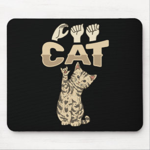 ILY CAT ASLハンドジェスチャーろう聴覚喪失待ち マウスパッド