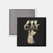 ILY CAT ASLハンドジェスチャーろう聴覚喪失待ち マグネット (正面/裏面)