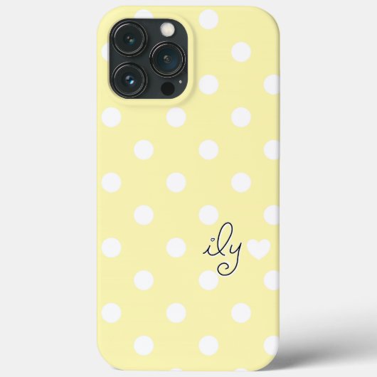 ILY - I Love You -水玉模様&ハート – 黄色 – Case-Mate iPhoneケース (裏面)