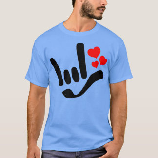 ILY I Love You With赤いハートASL American Sign La Tシャツ