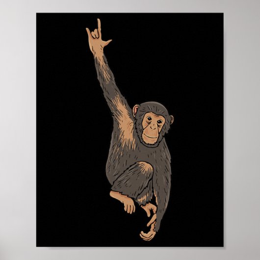 ILY Monkey ASL手ジェスチャーろう難聴Awar ポスター (正面)