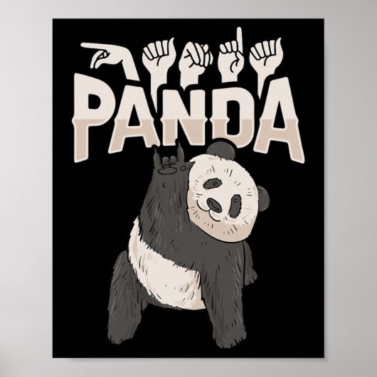 ILY Panda ASLハンドジェスチャーろう難聴を認識 ポスター (正面)