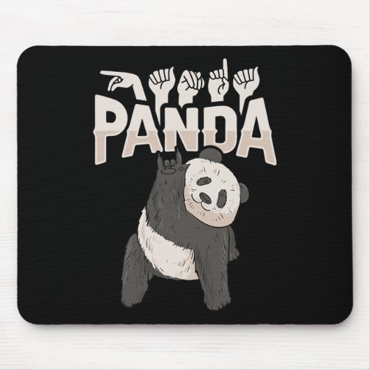 ILY Panda ASLハンドジェスチャーろう難聴を認識 マウスパッド (正面)