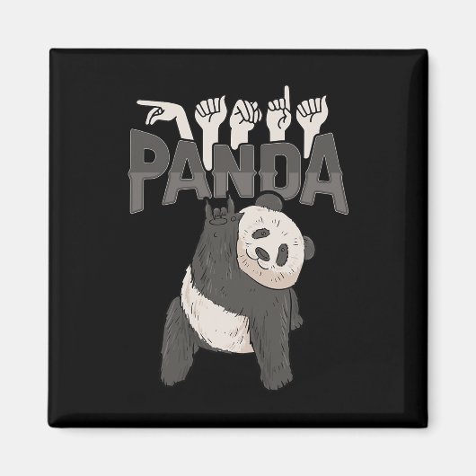 ILY Panda ASLハンドジェスチャーろう難聴を認識 マグネット (正面)