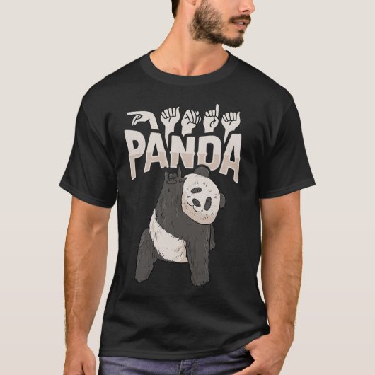 ILY Panda ASLハンドジェスチャーろう難聴を認識 Tシャツ (正面)