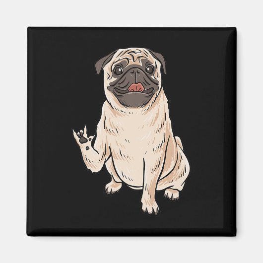ILY PUG犬ASL手ジェスチャーろう聴覚喪失阿波 マグネット (正面)