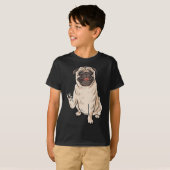 ILY PUG犬ASL手ジェスチャーろう聴覚喪失阿波 Tシャツ (正面フル)