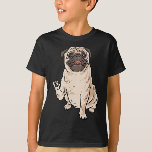 ILY PUG犬ASL手ジェスチャーろう聴覚喪失阿波 Tシャツ (正面)