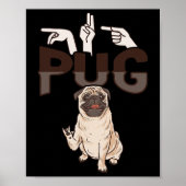 Ily Pug Asl Hand Gesture Deaf Hearing Loss Awarene ポスター (正面)