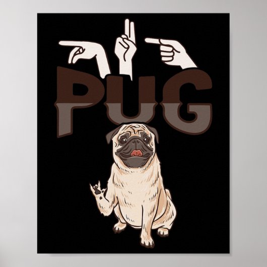 Ily Pug Asl Hand Gesture Deaf Hearing Loss Awarene ポスター (正面)