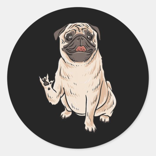 Ily Pug Dog Asl Hand Gesture Deaf Hearing Loss Awa ラウンドシール (正面)