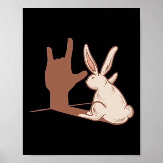 Ily Rabbit Asl Hand Gesture Deaf Hearing Loss Awar ポスター (正面)