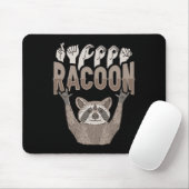 ILY Racoon ASLハンドジェスチャーろう聴覚喪失戦争 マウスパッド (マウス)