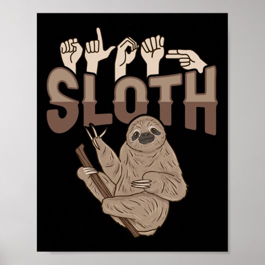 ILY SLOTH ASLハンドジェスチャーろう難聴を認識 ポスター (正面)