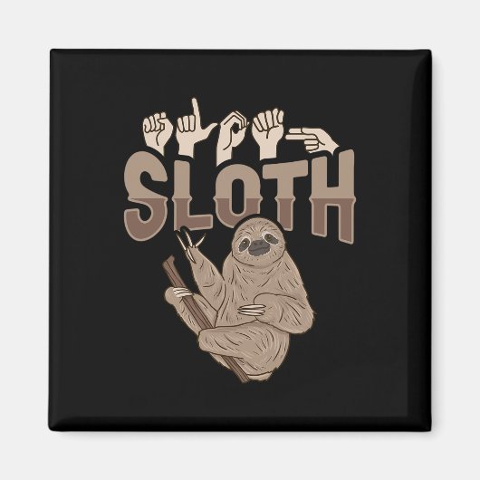ILY SLOTH ASLハンドジェスチャーろう難聴を認識 マグネット (正面)