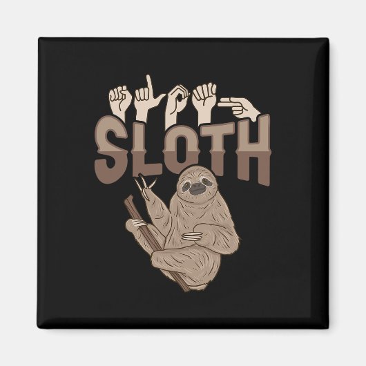 Ily Sloth Asl Hand Gesture Deaf Hearing Loss Aware マグネット (正面)