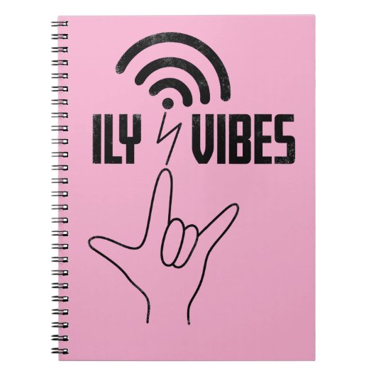 ILY Vibes - 手話デザイン ノートブック (正面)