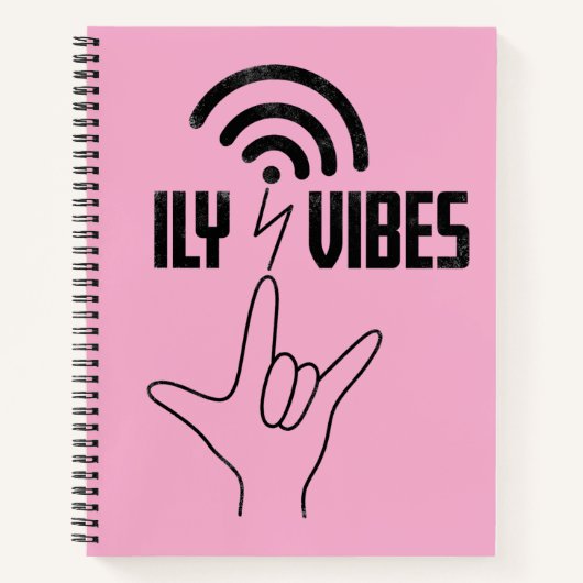 ILY Vibes - 手話デザイン ノートブック (正面)