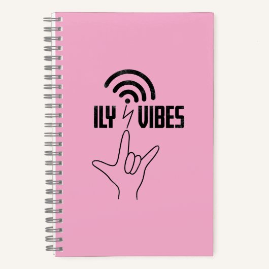 ILY Vibes - 手話デザイン ノートブック (正面)