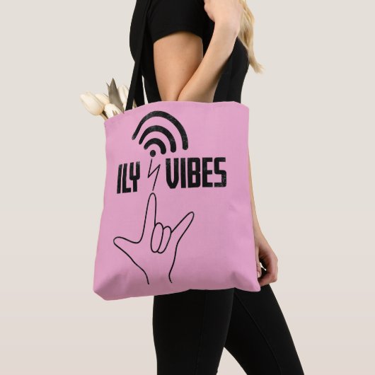 ILY Vibes - ASL Design トートバッグ (クローズアップ)