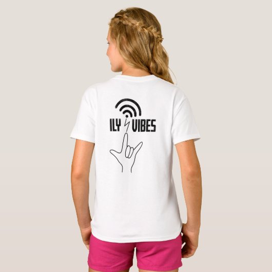 ILY Vibes - ASL Design  Tシャツ (裏面フル)