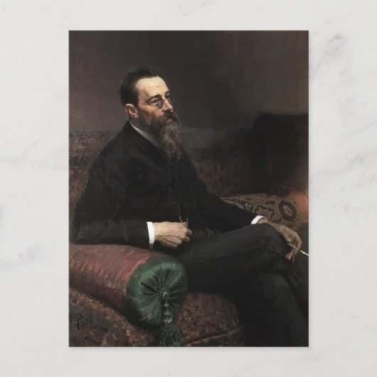 Ilya Repin – 作曲家Nikolay -Korsakovのポートレート ポストカード (正面)