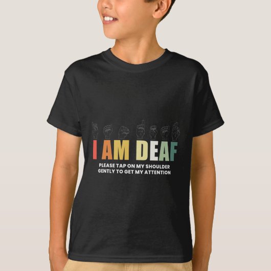 Imろう者ミュートの手話 Tシャツ (正面)