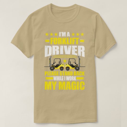 Imフォークリフトの運転頼むバックフォークリフトのOp Tシャツ (デザイン正面)