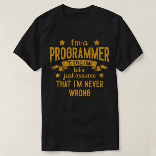 ImプログラマIm間違った時おもしろい間救Vin Tシャツ (デザイン正面)