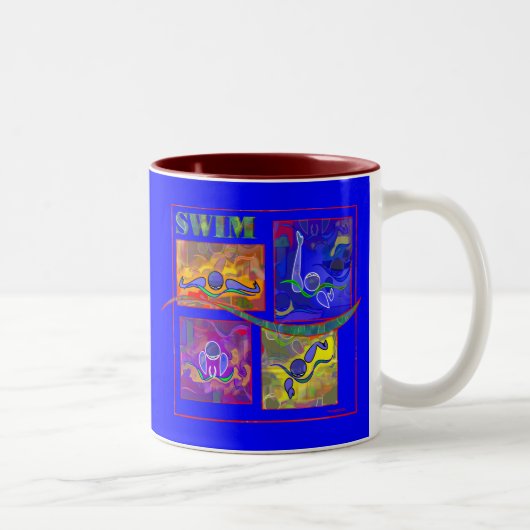 IM朝のカラフルな水泳のマグ ツートーンマグカップ (右)