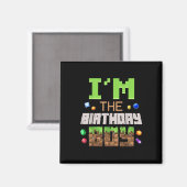 Im誕生日ボーイパーティービデオゲーマーピクセル番号 マグネット (正面/裏面)