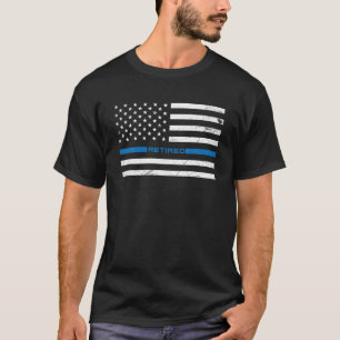 Im警退職した察官アメリカ国旗の薄い青 Tシャツ