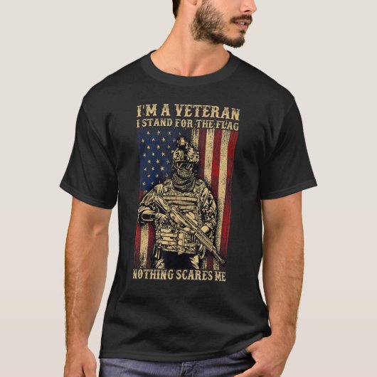 Im退役軍人私はフラグのために立つ何も怖くないM Tシャツ (正面)