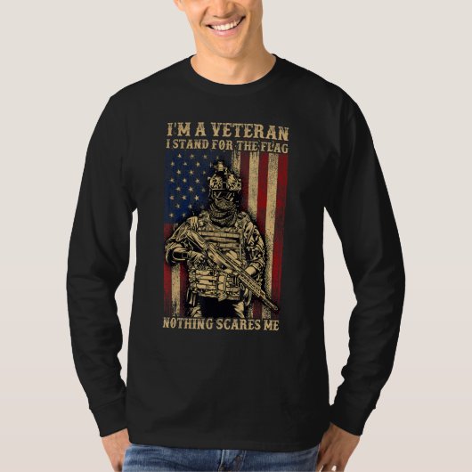 Im退役軍人私はフラグのために立つ何も怖くないM Tシャツ (正面)