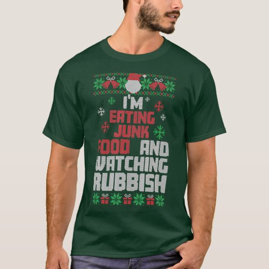IM食べのジャンクフードとごみを見おもしろいる Tシャツ (正面)