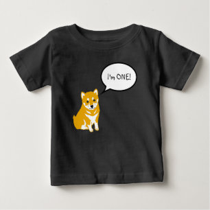 I'm 1柴犬スピーチバブル2ブラックベビーティー ベビーTシャツ