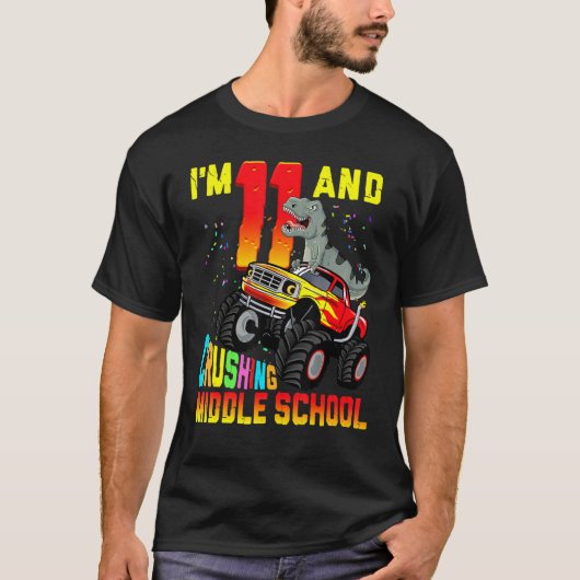Im 11と圧砕中学校恐竜トラック6t tシャツ (正面)