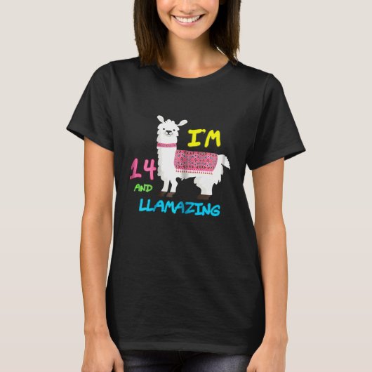 Im 14とLlamazing Llamas誕生日アイディア Tシャツ (正面)