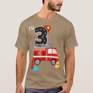 Im 3誕生日ボーイ3rd日消防車ファイヤーファイター tシャツ